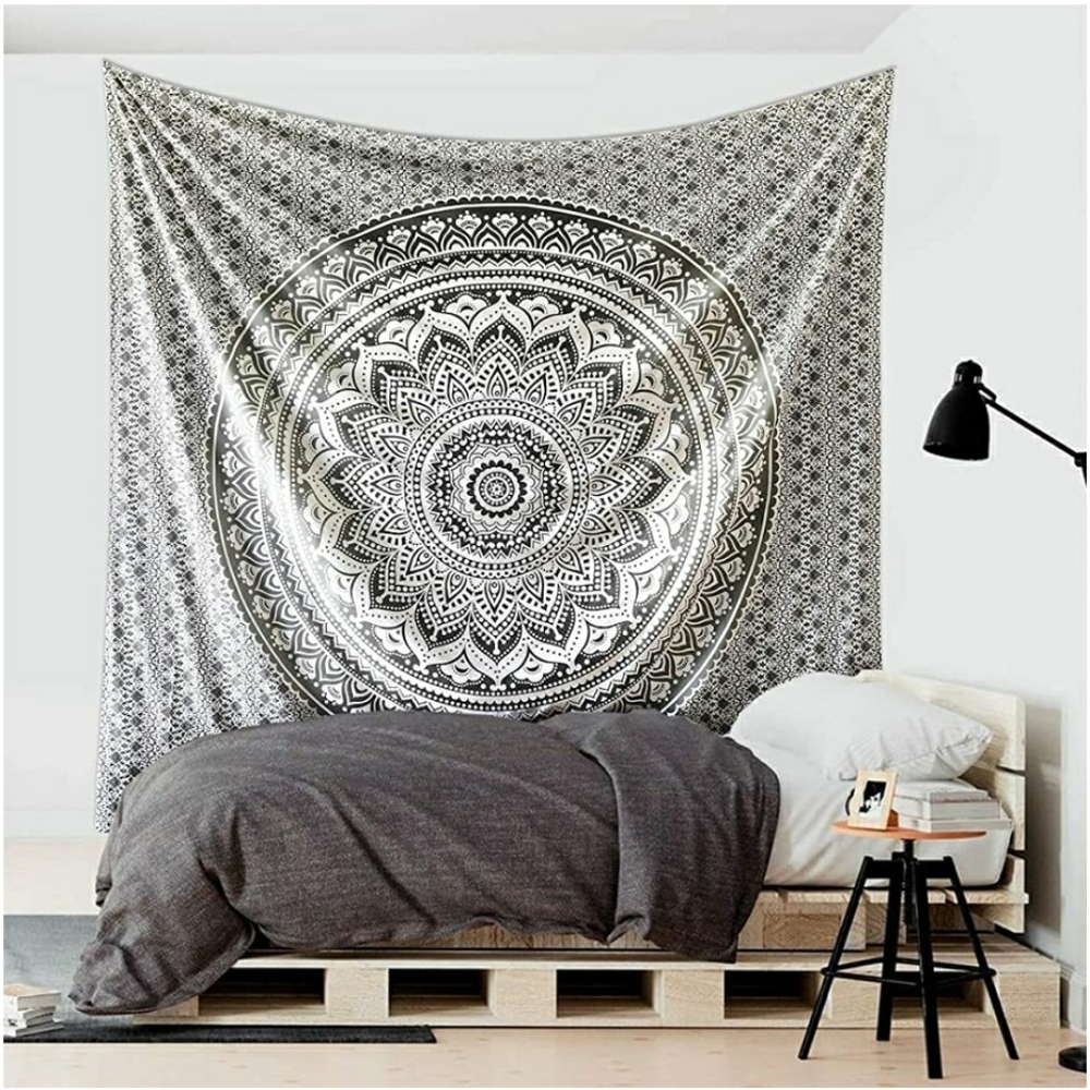 NEW Huge Grey and White Mandala Tapestry - Picture 1 of 7